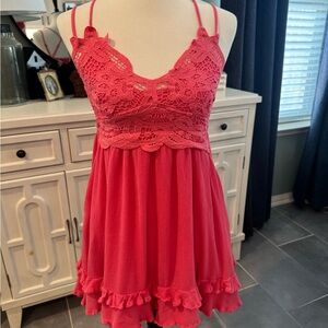 Pink Ruffled Babydoll Mini Dress